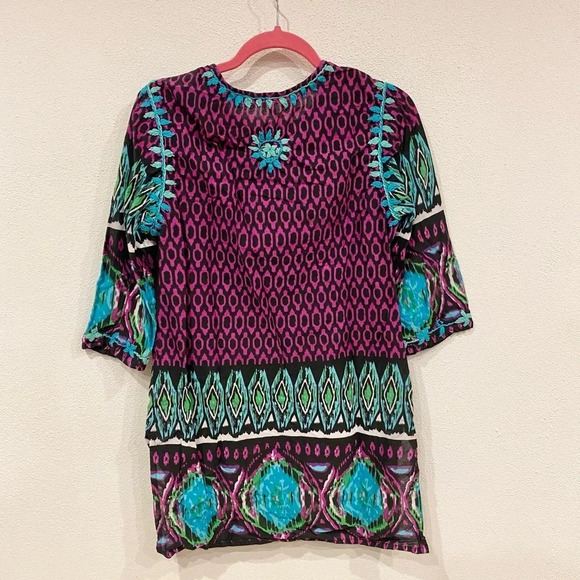 J. Peterman Boho Embroidered Tunic Top Size Small EUC - Picture 4 of 4
